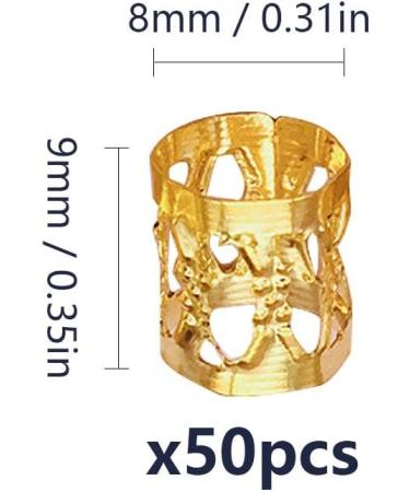 LEBQ 50 Pieces Aluminum Dread Locks Adjustable Metal Cuffs Dreadlocks Beads Braiding Hair Decorations (Gold) - Buy Online on GoSupps.com