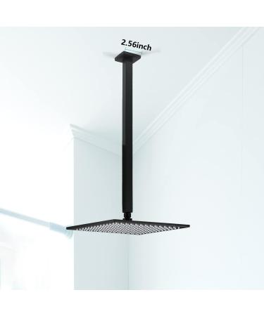 Drettyer Ceiling Mount Shower Arm with Flange 20 Inches Square Straight Extender Extension Pipe Replacement Long Shower Arm For Fixed Rain Shower Head or High Ceiling Matte Black 20inch Black - Buy Online on GoSupps.com