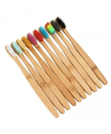 Colcolo 6x 10 pieces of toothbrushes with soft bristles colorful comfortable handle wood toothbrush for family cleaning school business trip