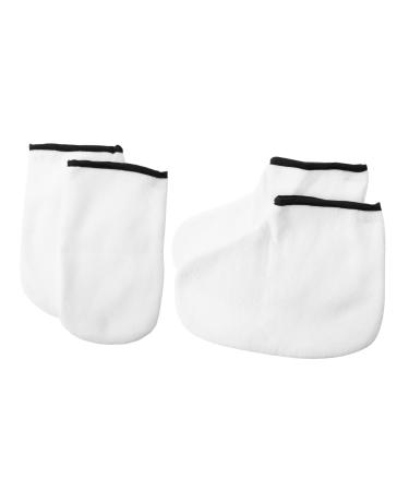 FRCOLOR Paraffin Wax Foot Bags 2 Pairs Hand and Foot mask Women Accessory Remover SPA Boots Hand moisturizer Gloves Thermal Mitten Bath Bag White Skin Care Polyester Wax Hand Gloves
