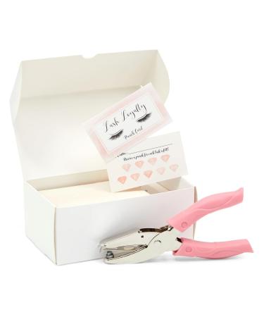 300 Pack Pink Lash Loyalty Cards with Heart Hole Puncher - Ideal for Small Business Eyelash Extension Rewards - Buy Online on GoSupps.com