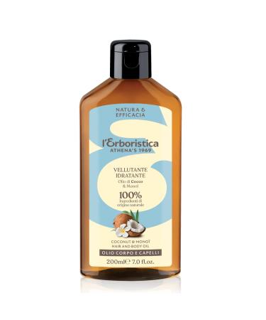 L'Erboristica di Athena's Dal 1969 - coconut and monoi oil for body and hair moisturizing for the skin based on natural products with coconut scent dermatological oil - 200 ml