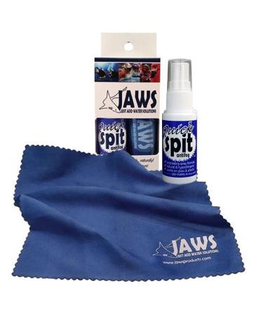 Jaws, Premium Anti-Fog Spray for Eye Glasses, Mirrors, Plastic Windows, Swim Goggles, Diving Masks - Quick and Long-Lasting Glass Anti Fog Quick Spit Spray with Cloth, 1 oz.