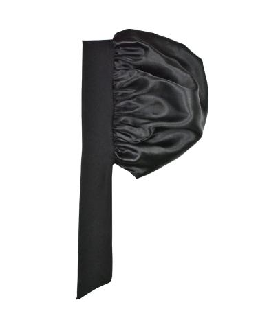 Silk Satin Bonnet for Curly Hair | Women's Sleep Cap for Girls | Large Black Satin Night Cap with Tie Band - Buy Online on GoSupps.com