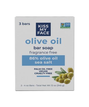 Kiss My Face Pure Olive Oil Naked Bar Soap, 4 oz (Pack of 3) Pure Olive Oil 3 Count (Pack of 1)