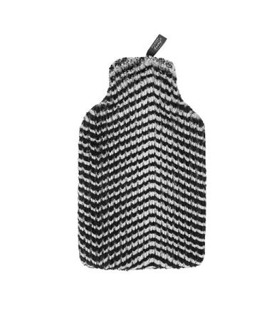 Fashy hot water bottle with fluffy soft cover made of faux fur in zebra look 370 g