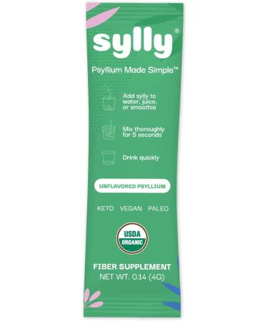 Fiber Supplement Organic Soluble Psyllium Husk Non-GMO  Gluten Free  No Sugar  Effective Prebiotic  14 On-The-Go Single Serve Stick Packs by Sylly - Buy Online on GoSupps.com