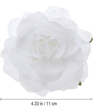 Solustre Rose Flower Hair Clips Brooch Artificial Big Rose Hairpin Pin up Flower Brooch for Women Girls Party (White) - Buy Online on GoSupps.com