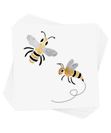 BUZZING BEES set of 10 premium waterproof metallic foil temporary Flash Tattoos - Party Favors  temporary tattoo  boys  girls  bugs  insects  kids tat  kids party  party favor  bumble bee
