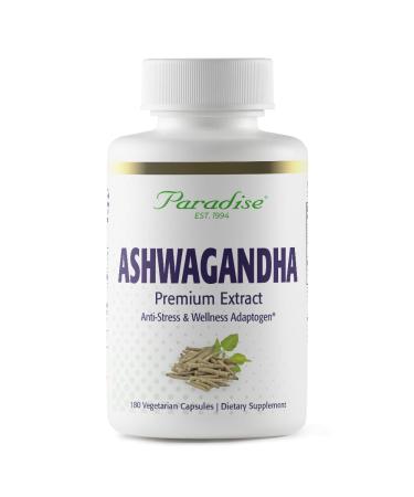 Paradise Herbs Organic Ashwagandha Ayurvedic Adaptogen Vegan Non GMO Gluten Free 180 Vegetarian Capsules 180 Count (Pack of 1)