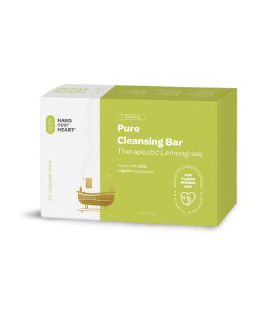 Hand over Heart Plant Derived Lemongrass Cleansing Bar Soap - Aromatherapy Herbal Soap - Contains Organic Essential Oils Cleanses and Nourishes Skin Soothes and Refreshes for a Relaxing Feeling