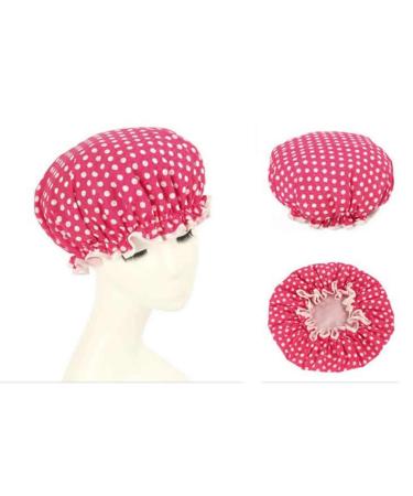 Dusenly 2 Pack Waterproof Shower Caps Polka Dot Spa & Salon Hat for Women & Girls Double Layer Bath Caps - Buy Online on GoSupps.com