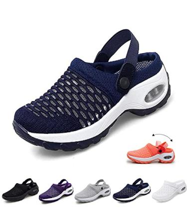 STYHYGBS Women Air Cushion Orthopedic Slip On Shoes Soft Arch Support Two Way Wear Diabetic Walking Sandals Slippers Shoes 7 Wide Blue