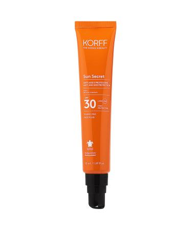 Korff Sun Secret Face Fluid Spf30 Soft Texture Fluid Cream High Uvb and Grape Protection Biodegradable Water Resistant 50 ml