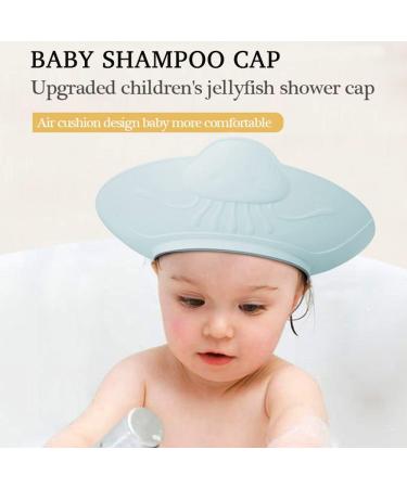 Adjustable Silicone Baby Shower Cap for Infants to Kids (6mo-12yrs) - Haze Blue Jellyfish Design - Buy Online on GoSupps.com