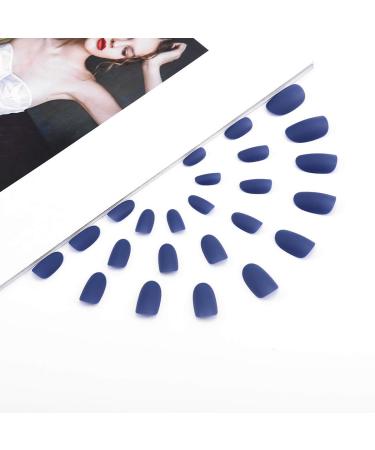 Buy Sethain Matt Oval Blue False Nail Tips - 24 Medium Press-On Fingernails for Women & Girls - Complete Cover - Buy Online on GoSupps.com