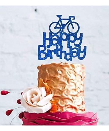 LissieLou Bicycle Style Happy Birthday Cake Topper Decoration in Dark Blue Made in the UK - Buy Online on GoSupps.com