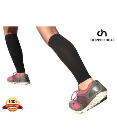 COPPER HEAL Calf Compression Sleeves - 1 Pair for Muscle Strains | International Shipping Available - Buy Online on GoSupps.com
