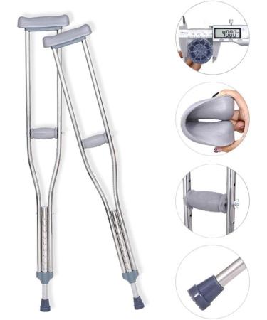 Tall Adult Walking Crutches Lightweight Stainless Steel Medical Underarm Crutches with Height Adjustable Retractable Anti-Slip Walker Warm Life - Buy Online on GoSupps.com