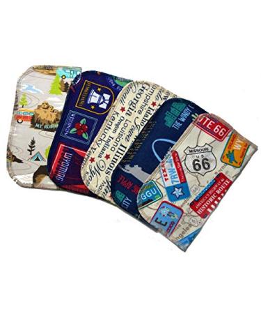 1 Ply Printed Flannel Little Wipes 8x8 Inches Set of 5 Traveling America