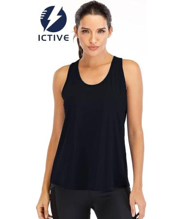 ICTIVE Loose-Fit Racerback Tank Top for Women - Mesh Backless Muscle Tank - Running Tank - Large, Black - Buy Online on GoSupps.com