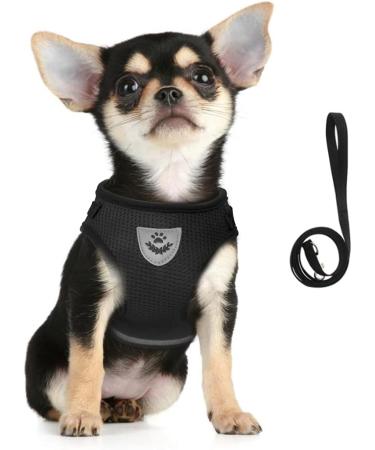 Femax Cat Dishes with Leash for Dogs & Cats - Adjustable No Pull Mesh Puppy Dishes for Training - XS (Chest 26-29 cm) - Breathable Black - Buy Online on GoSupps.com
