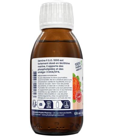 Oemine PSO 1000 Strong Food Supplement 125 ml Marine Letiche Omega 3 EPA and DHA in Phospholipids Rich in Fatty Acids Choline Source Made in France - Buy Online on GoSupps.com