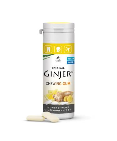 Original GINJER Ginger Chewing Gum Lemon from Lemon Pharma Vegan and Sugar-free