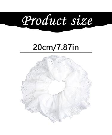 GroveEss Lace Large Hair Scrunchies for Women Soft Elastic Hair Band Hair Ties Rope Scrunchy Bobbles Ponytail Holder Lolita Scrunchie Hair Styling Accessories for Thick Hair Ladies Girls(White) - Buy Online on GoSupps.com