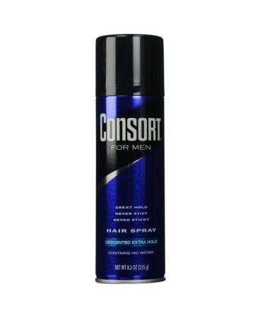 Consort For Men Hair Spray Unscented Extra Hold 8.30 oz (Pack of 4)