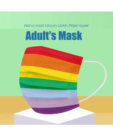 Ecnobia - 80 Pcs Disposable Safety Face_Masks Non-Woven Thick 3-Layer Breathable with Comfortable Elastic Earloop Mouth and Nose Protection New Upgraded Rainbow for Adults - Multicolored 80 count (Pack of 1) Multicolored - Buy Online on GoSupps.com