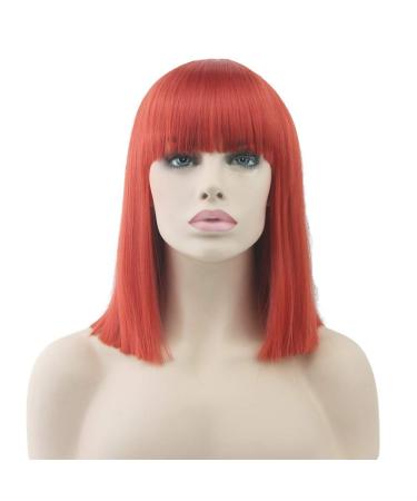 Lfmdjf Short Straight None Lace Wig High Temperature Fiber Synthetic Hair Pink Black Women Party Hairpiece Wigs 16inches NC/4HL 4/27HL