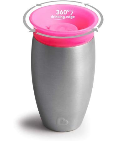 Munchkin Miracle 360 Stainless Steel Toddler Sippy Cup - BPA Free, Non Spill, Dishwasher Safe - 10oz Pink Cup for Children 12+ Months - Buy Online on GoSupps.com