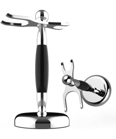 Stylish Razor Holder & Brush Stand for Men - Chrome-Plated Steel 9.5x15.5cm | Practical & Fashionable Shaving Accessory - Buy Online on GoSupps.com