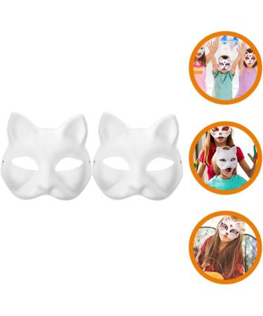 Buy Ifundom Cat Mask - 2 White Manual Paint Half-Face Masks for Halloween | Cosplay & Masquerade Accessories - Buy Online on GoSupps.com