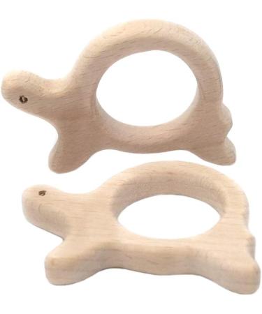 Wendysun 3pcs Lovely Cartoon Wood Teether Pure Natural Animal Tortoise Shape Baby Teething Nursing Beech Teether Baby DIY Pendant Toy (3pcs) - Buy Online on GoSupps.com