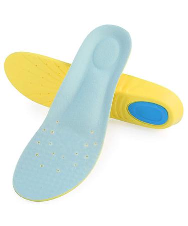 Memory Foam Insoles Sports Shoes Inserts for Women Men and Kids Arch Support Insoles M(Men's 6-9/ Women 7-11) Yellow/ Light Blue M(Men's 6-9/ Women 7-11)