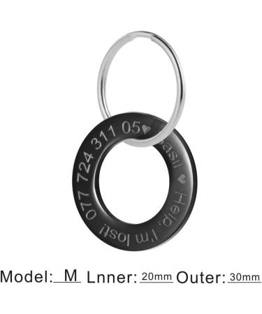 Custom LYL Black Stainless Steel Dog Tag - Deep Engraving on Front & Back Ring Shape (M) | International Shipping - Buy Online on GoSupps.com
