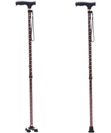 Walking Stick/Crutches Lightweight Aluminum Alloy Sticks with Light Handle 9 Height Levels Adjustable for Elderly Men or Women 4 Legs Base 2 Changeable Bronze Base Fixed Journey