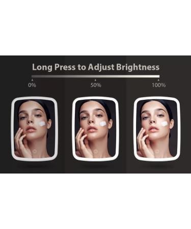 LED Touch Screen Lighted Makeup Mirror with 5X Magnifier - USB Rechargeable, Dimmable and Portable - Buy Online on GoSupps.com