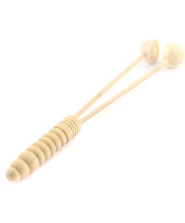 Ruilogod Wooden Handle Body Massage Hammer - Hemispherical Heads for Relaxation | Beige - International Shipping - Buy Online on GoSupps.com