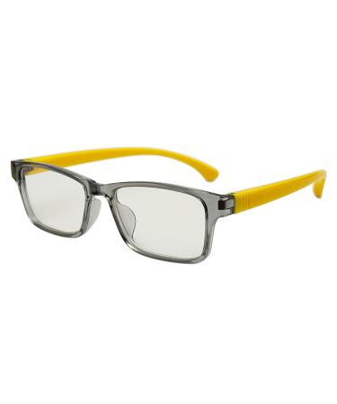 LHSDMOAT children blue light filter glasses without starch glasses block blue light rectangular frame glasses computer gaming blue light glasses B1: gray/yellow