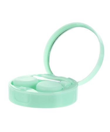 Solustrie 1 set contact lens container eye lens container eye care holder travel supply holder for eye care set plastic mirror box travel colored contact lenses green 7.5x7.5x2.8cm