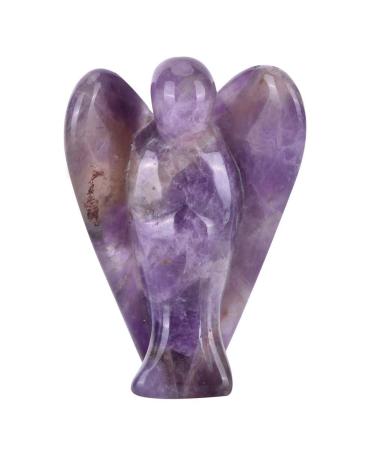 Angel Decorations Beautiful Elegant Angel Clear Crystal Healing Statue Carved Quartz Peace Angel(Amethyst)