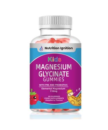 Kids Magnesium Glycinate Gummies with Pre and Probiotics -110mg Elemental Magnesium per Gummy