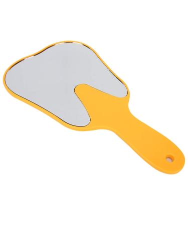 Bonbela 4 Colors Fashionable Useful Cute Plastic Handle Dental Care Handheld Mirror Tool (Yellow)
