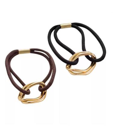 Lovef 5Pcs Fashion Gold Plating Metal Cuff Band Ponytail Tie Hair Cuff Elastic Wrap Hair Rope Hair Ring