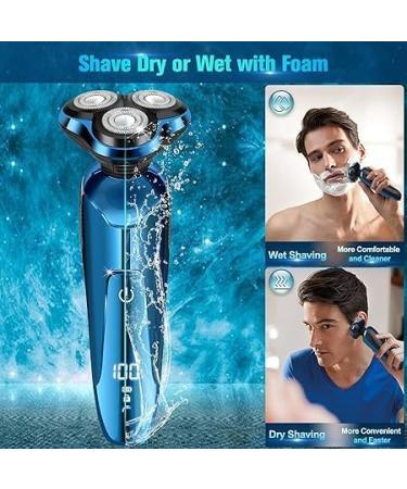 Buy Advanced Electric Razor for Men - Cordless Rechargeable 3D Rotary Shaver Waterproof Wet/Dry Grooming Gift in Bright Blue - Buy Online on GoSupps.com
