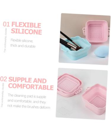 2pcs of makeup brush makeup brush cleaning mat silicone brush cleaner makeup brush drying hanger makeup brush cleaning pad make up portable Miss Silica gel carpet - Buy Online on GoSupps.com