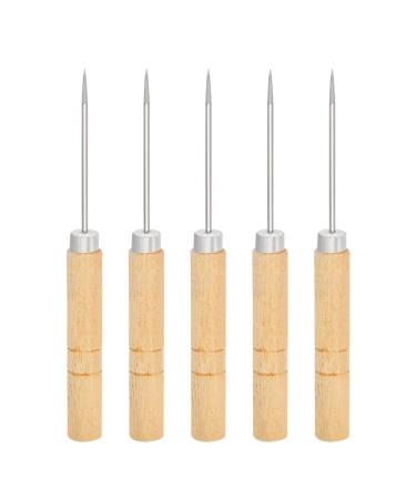 5 Pieces Sewing Awl Kit, Leather Sewing Awl Stitching Leather Craft Awl  with Needles (Straight and Bent), Coil and 200 Meters Waxed Threads for DIY
